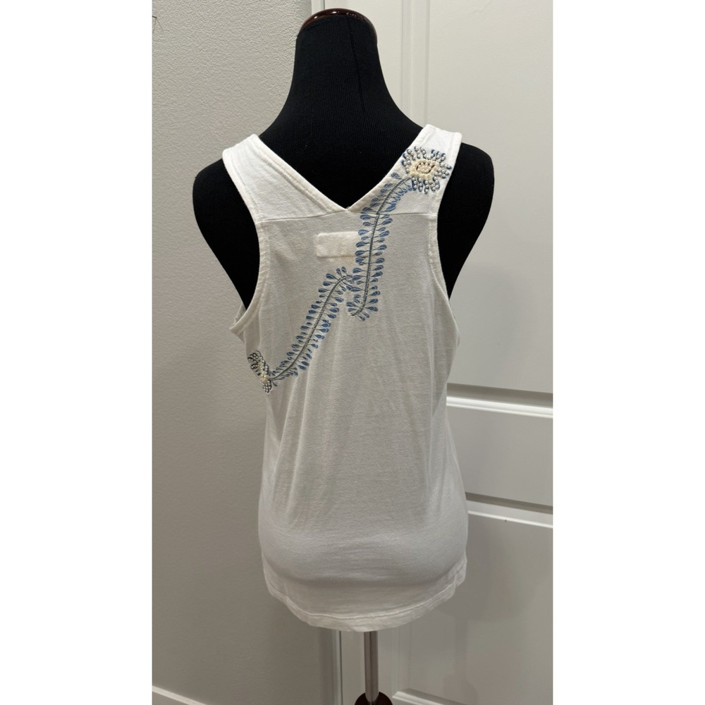 DA-NANG Surplus White Beaded Embroidered Tank Top Women Size Large Vtg - Picture 4 of 5